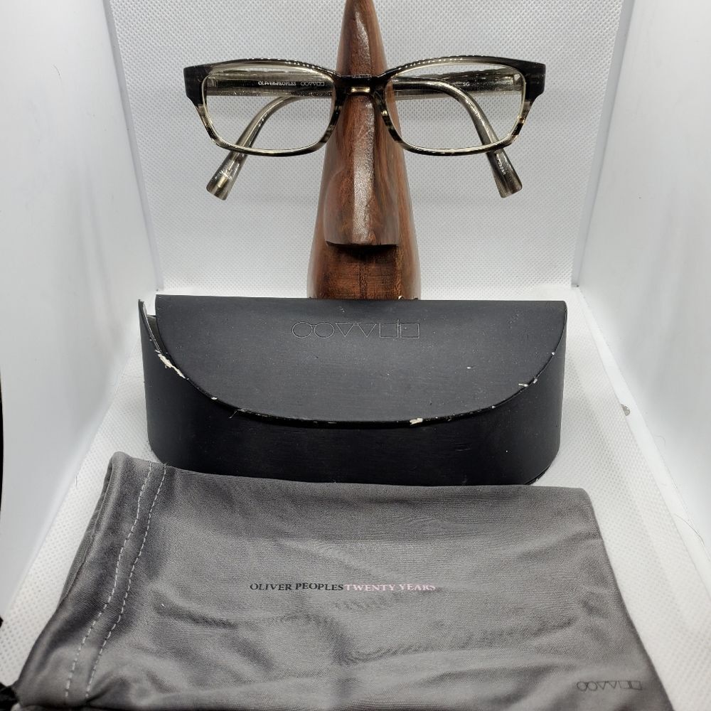 Oliver Peoples Hoover Gray Sparkly Prescription Glasses Frames, Case, & Cloth